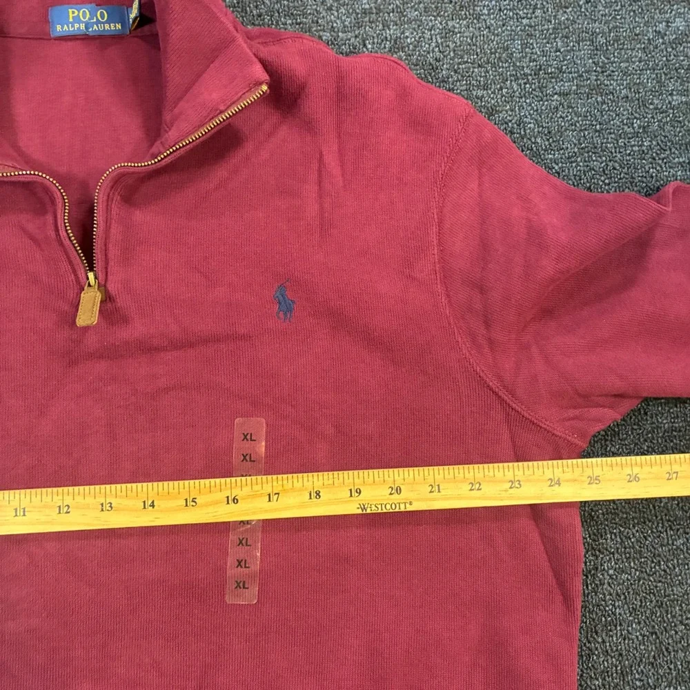 Polo Ralph Lauren Quarter Zip Pullover Mens XL Red Cotton Pony Logo Sweater NWOT